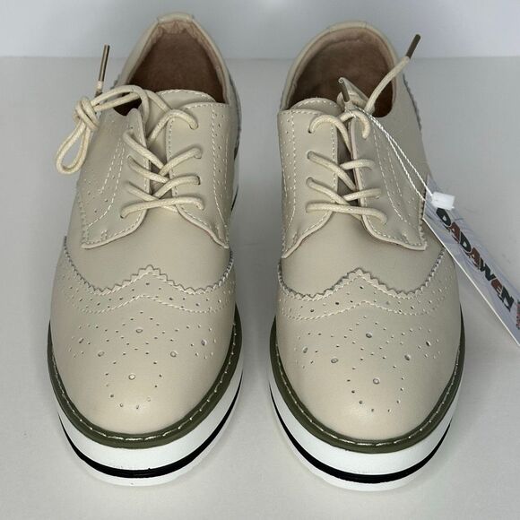 Dadawen Platform Lace Up Oxfords Tan Leather | Women Size 9 - Picture 3 of 13